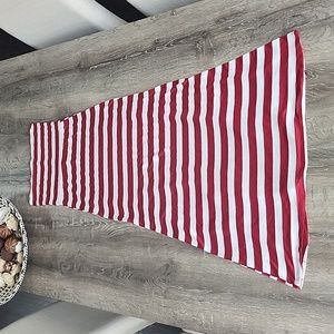 SololaFe Wide Stripe Maxi Length Jersey Skirt Strapless Tube Dress